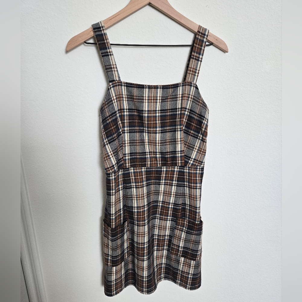 American Eagle Plaid Pinafore Dress